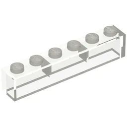 Brick 1 x 6 without Bottom Tubes, with 2 Raised Cross Supports / Trans-Clear