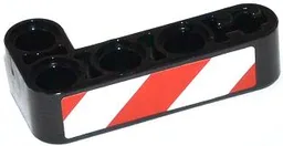 Technic, Liftarm, Modified Bent Thick L-Shape 2 x 4 with Red and White Danger Stripes Pattern Model Right Side (Sticker) - Set 42008