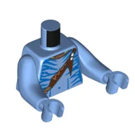 Torso with Long Arms, Na'vi, with Bare Chest, Blue Markings, Reddish Brown Strap with Feather Print, Medium Blue Arms and Hands / Medium Blue