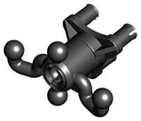 Lego Technic, Steering Arm with 4 Tow Ball with Black Wheel Hub 3 Pin Triangular (32495 / 32496)