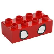 Duplo Brick 2 x 4 with Spider-Man Eyes Print / Red