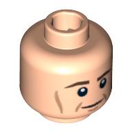 Lego Minifig Head Bob Cratchit / Rebel Trooper / Bespin Guard, Brown Eyebrows, Light Brown Cheek Lines Print [Hollow Stud] / Light Nougat