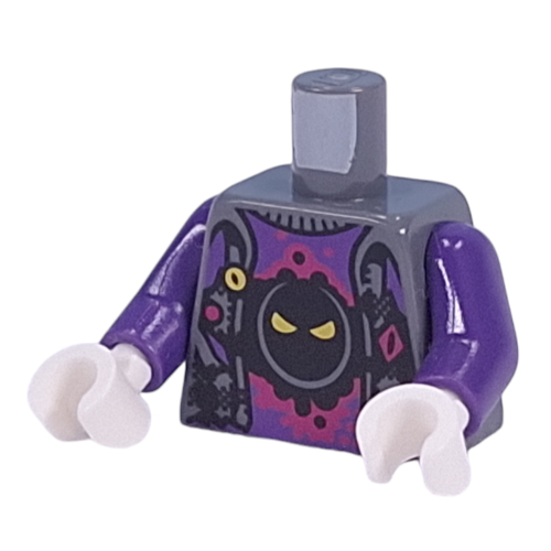 Lego Torso, Dark Purple Sweater, Black Doomblob on Magenta Background print, Dark Purple Arms, White Hands / Dark Bluish Gray