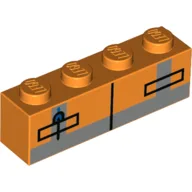 Brick 1 x 4 with Orange Safety Vest, Pockets Print / Orange