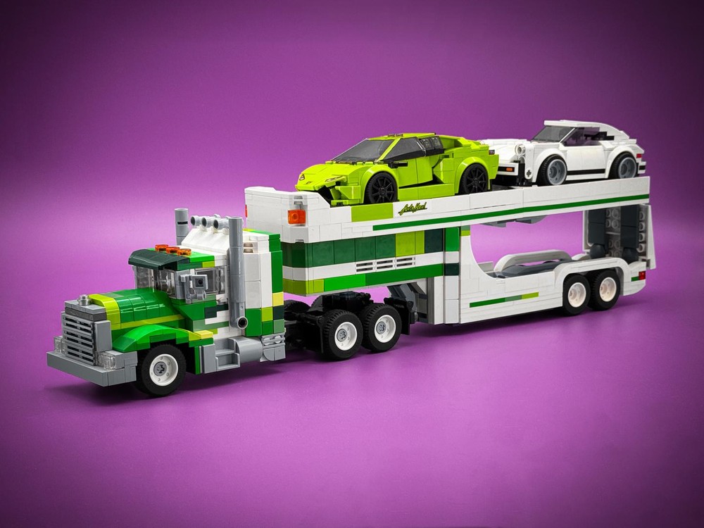 Lego Big Pete Vehicle Transporter & Raging Bull Huracan