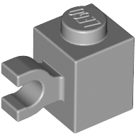 Lego Brick Special 1 x 1 with Clip Horizontal / Light Bluish Gray