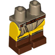 Lego Hips with Yellow Legs and Reddish Brown Boots Pattern with Belt and Dark Tan Loincloth Print / Dark Tan