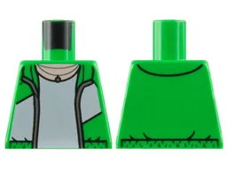 Torso Open Jacket with White Wide Diagonal Stripe, Silver Zipper, T-Shirt, Light Nougat Neck Pattern / Bright Green
