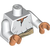 Lego Torso Loose Shirt and Tan Belt Print, White Arms, Nougat Hands / White