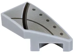 Wedge 2 x 1 x 2/3 Right with Silver Armour Plates with Dark Silver Rivets and Black Outlines Pattern