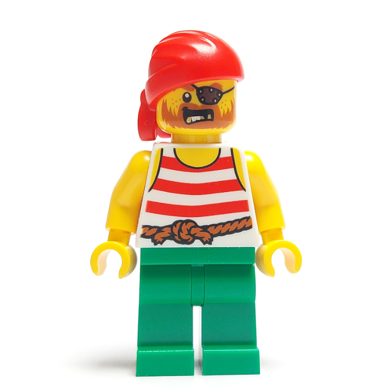 Lego Pirate - White Torso, Green Legs, Red Bandana