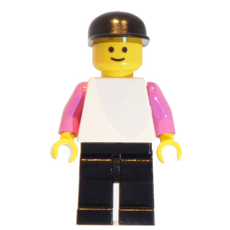 Lego White Torso, Dark Pink Arms, Black Legs, Black Cap