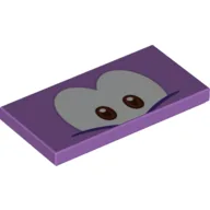 Tile 2 x 4 with White Eyes, Reddish Brown Pupils Print / Medium Lavender