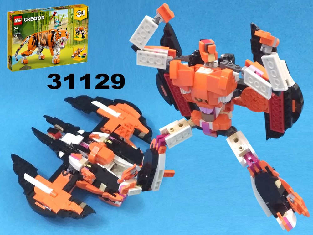 Lego Transformer Batwing (1989 Bat-man) using Creator set 31129: Majestic Tiger