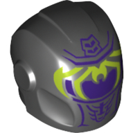 Lego Helmet with Armor Plates and Ear Protectors with Dark Purple Visor and Lime Spider Legs Print
