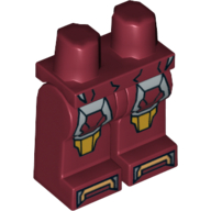 Lego Hips and Dark Red Legs with Iron Man Gold and Silver Knee Plates and Gold Boots Print / Dark Red