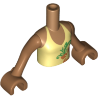 Lego Minidoll Torso Girl with Bright Light Yellow Halter Top with Orange Flower Print, Medium Nougat Arms and Hands / Medium Nougat