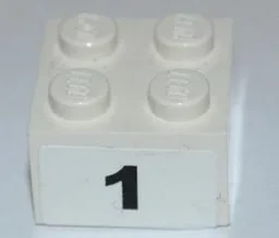 Brick 2 x 2 with Black Number 1 Wide Bold Font Pattern (Sticker) - Set 8125