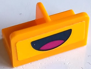 Lego Panel 1 x 2 x 1 with Rounded Corners and Center Divider with Black Open Mouth Smile with Magenta Tongue Pattern (Sticker) - Set 41373