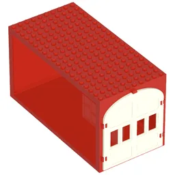 Fabuland, Building, Garage Block with White Windows and White Doors / Red