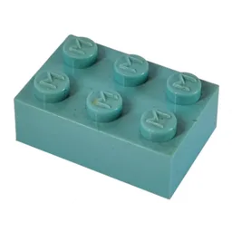 Modulex Brick 2 x 3 with M on Studs / Modulex Pastel Blue