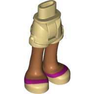 Lego Minidoll Hips and Shorts with Medium Nougat Legs and Magenta Stripe on Shoes Print / Tan