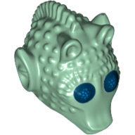 Lego Minifig Head Special, Rodian with Dark Blue Eyes Print (Greedo) / Sand Green