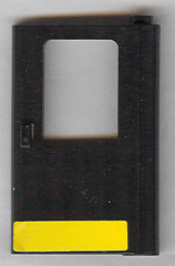 Lego Door 1 x 4 x 5 Train Right, Thin Support at Bottom with Yellow Stripe Pattern (Sticker) - Set 5542