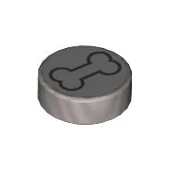Tile Round 1 x 1 with Black Bone Print / Flat Silver