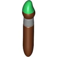 Equipment Paint Brush with Silver Ring and Green Tip Print / Reddish Brown