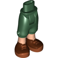 Lego Minidoll Hips and Cropped Trousers with Light Nougat Legs and Brown / Reddish Brown Boots Print / Dark Green