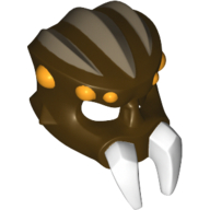 Lego Mask Spider with 6 Orange Eye Spots, Dark Tan Stripes and White Fangs Print / Dark Brown