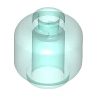 Minifig Head [Plain] [Vented Stud - 2 Holes] / Trans-Light Blue