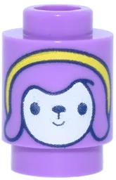 Brick, Round 1 x 1 with White Puppy Face with Yellow Bonnet Pattern