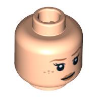 Lego Minifig Head Ginny Weasley, Dual Sided, Freckles, Eyelashes, Slightly Smiling / Frowning Print [Blocked Open Stud] / Light Nougat