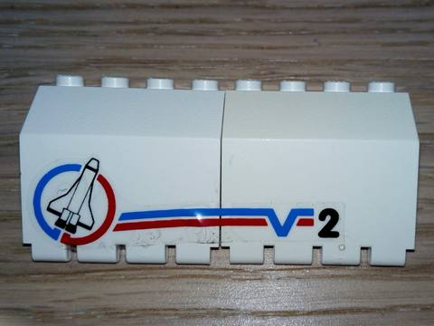Lego Stickered Assembly 8 x 2 x 3 1/3 with Shuttle and Number 2 Pattern Model Right Side (Sticker) - Set 6339