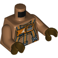 Lego Torso Jumpsuit, Orange Harness with Control Panel Print, Medium Nougat Arms, Dark Brown Hands / Medium Nougat