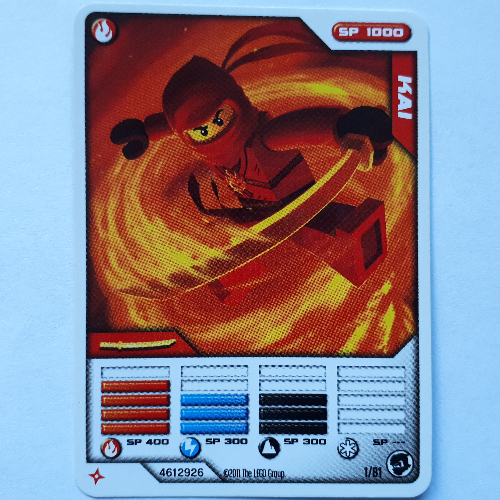 Lego Trading Card, Ninjago Deck #1: 1 - Kai - International Version / [No Color/Any Color]