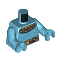 Lego Torso, Tribal Beads Necklace, Loin Cloth print, Medium Azure Arms and Hands / Medium Azure
