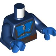 Lego Torso, Blue Mandalorian Armor, Dark Brown Belt print, Dark Blue Arms, Blue Hands / Dark Blue
