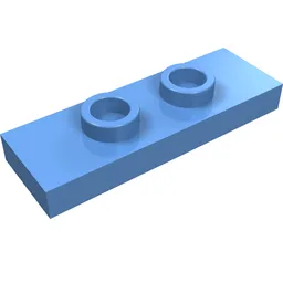 Plate Special 1 x 3 with 2 Studs with Groove and Inside Stud Holder (Jumper) / Medium Blue