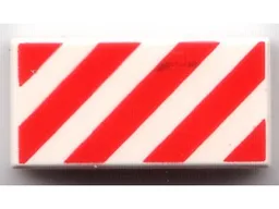 Tile 1 x 2 with Diagonal Red Stripes Print