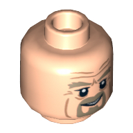 Lego Minifig Head King Theoden, Dark Tan Goatee, Smile / Determined Print / Light Nougat