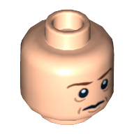 Lego Minifig Head Bilbo Baggins, Brown Eyebrows, Calm / Scared Print / Light Nougat