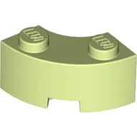 Brick Round Corner 2 x 2 Macaroni with Stud Notch and Reinforced Underside [New Style] / Yellowish Green