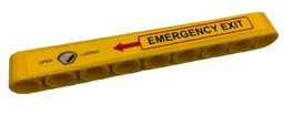 Technic, Liftarm Thick 1 x 9 with Handle, Red Arrow and 'EMERGENCY EXIT' Pattern Model Left Side (Sticker) - Set 9396