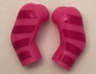 Lego Arm, (Matching Left and Right) Pair with 4 Magenta Stripes Pattern