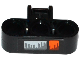 Lego Technic, Axle and Pin Connector Perpendicular Triple with Orange Direction Indicator and Headlight Pattern (Sticker) - Set 42053