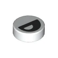 Tile Round 1 x 1 with Black Eye with Central Pupil Partially Closed Print / White