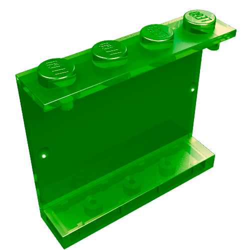Lego Panel 1 x 4 x 3 [Solid Studs] / Trans-Green